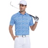 SAMERM Golf Shirts for Men Super Stretch Jacquard Dry Fit Golf Polo Moisture Wicking Short Sleeve Polo Shirts for Men(Blue White)