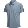 SAMERM Golf Shirts for Men Super Stretch Jacquard Dry Fit Golf Polo Moisture Wicking Short Sleeve Polo Shirts for Men(Grey)