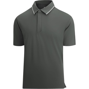 SAMERM Golf Shirts for Men Super Stretch Jacquard Dry Fit Golf Polo Moisture Wicking Short Sleeve Polo Shirts for Men(Dark Grey)