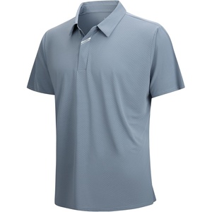 SAMERM Golf Shirts for Men Super Stretch Jacquard Dry Fit Golf Polo Moisture Wicking Short Sleeve Polo Shirts for Men(Grey)