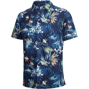 SAMERM Golf Shirts for Men Super Stretch Jacquard Dry Fit Golf Polo Moisture Wicking Short Sleeve Polo Shirts for Men(Navy-d)