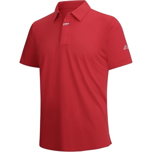 SAMERM Golf Shirts for Men Super Stretch Jacquard Dry Fit Golf Polo Moisture Wicking Short Sleeve Polo Shirts for Men(Red-a)