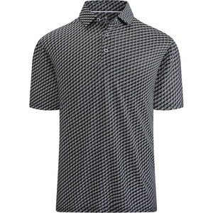 SAMERM Golf Shirts for Men Super Stretch Jacquard Dry Fit Golf Polo Moisture Wicking Short Sleeve Polo Shirts for Men(Wave-black)