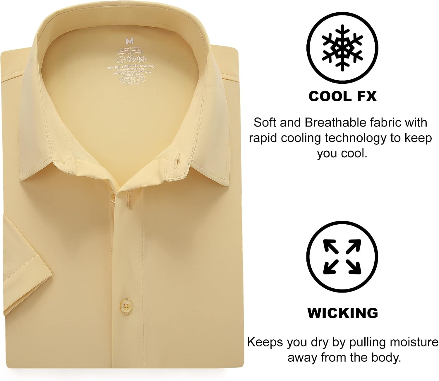 image:imageSAMERM Mens Dress Shirt Stretch Wrinkle Free Casual Button Down Shirts 4Way Stretch amp Moisture Wicking Performance Shirt for Business Wedding Work Church Easy Care Lightweight amp BreathableA12yellow