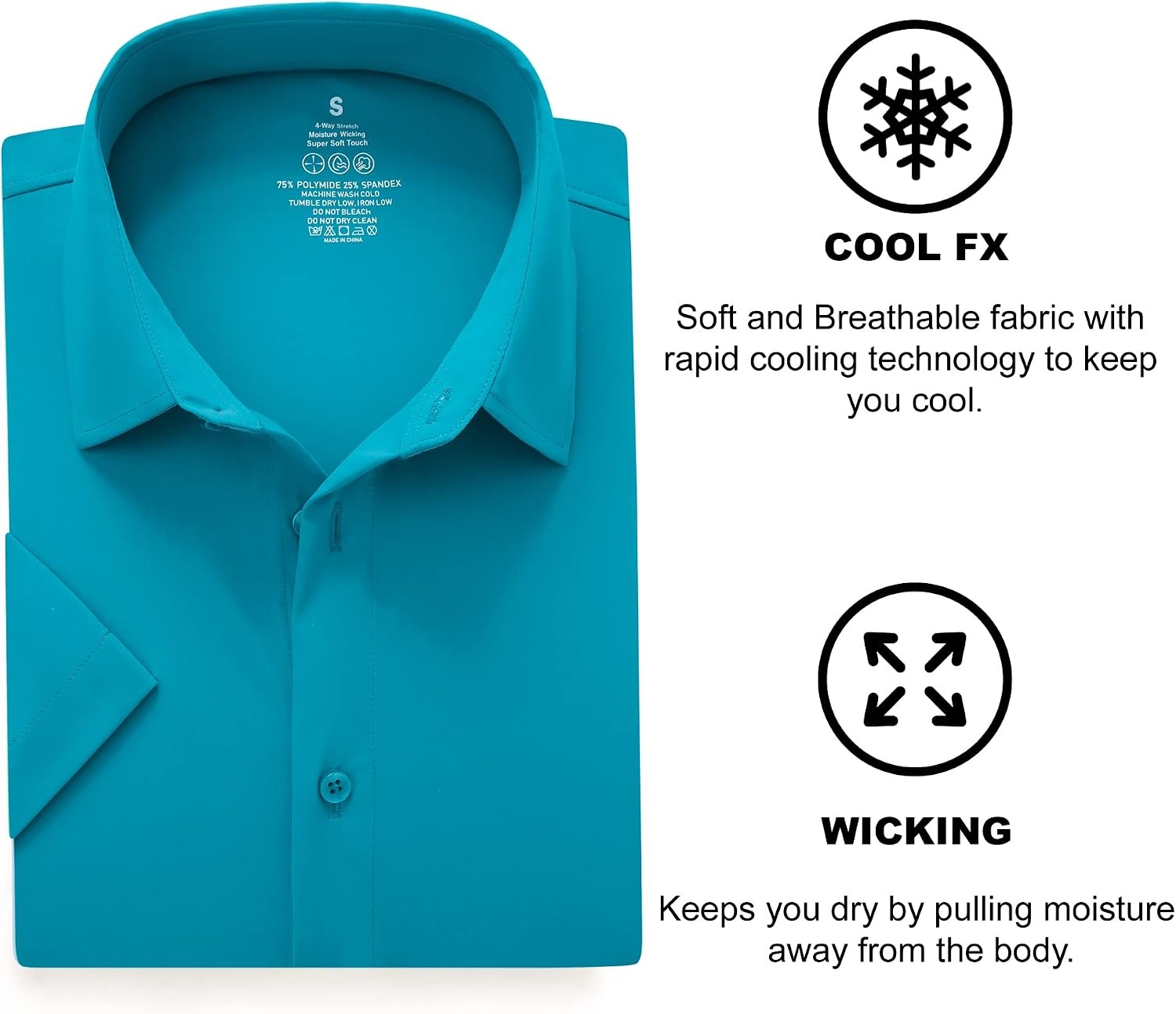 image:imageSAMERM Mens Dress Shirt Stretch Wrinkle Free Casual Button Down Shirts 4Way Stretch amp Moisture Wicking Performance Shirt for Business Wedding Work Church Easy Care Lightweight amp BreathableA4turquoise