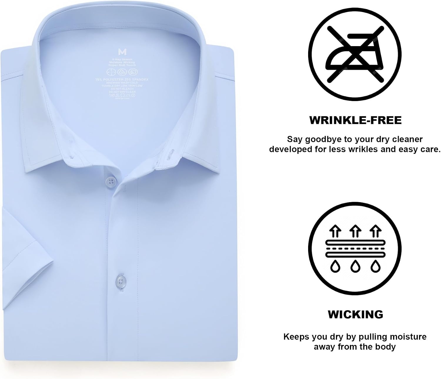 image:imageSAMERM Mens Dress Shirt Stretch Wrinkle Free Casual Button Down Shirts 4Way Stretch amp Moisture Wicking Performance Shirt for Business Wedding Work Church Easy Care Lightweight amp BreathableB3blue