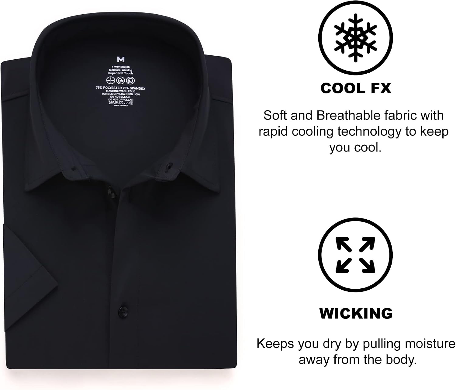 image:imageSAMERM Mens Dress Shirt Stretch Wrinkle Free Casual Button Down Shirts 4Way Stretch amp Moisture Wicking Performance Shirt for Business Wedding Work Church Easy Care Lightweight amp BreathableA2black