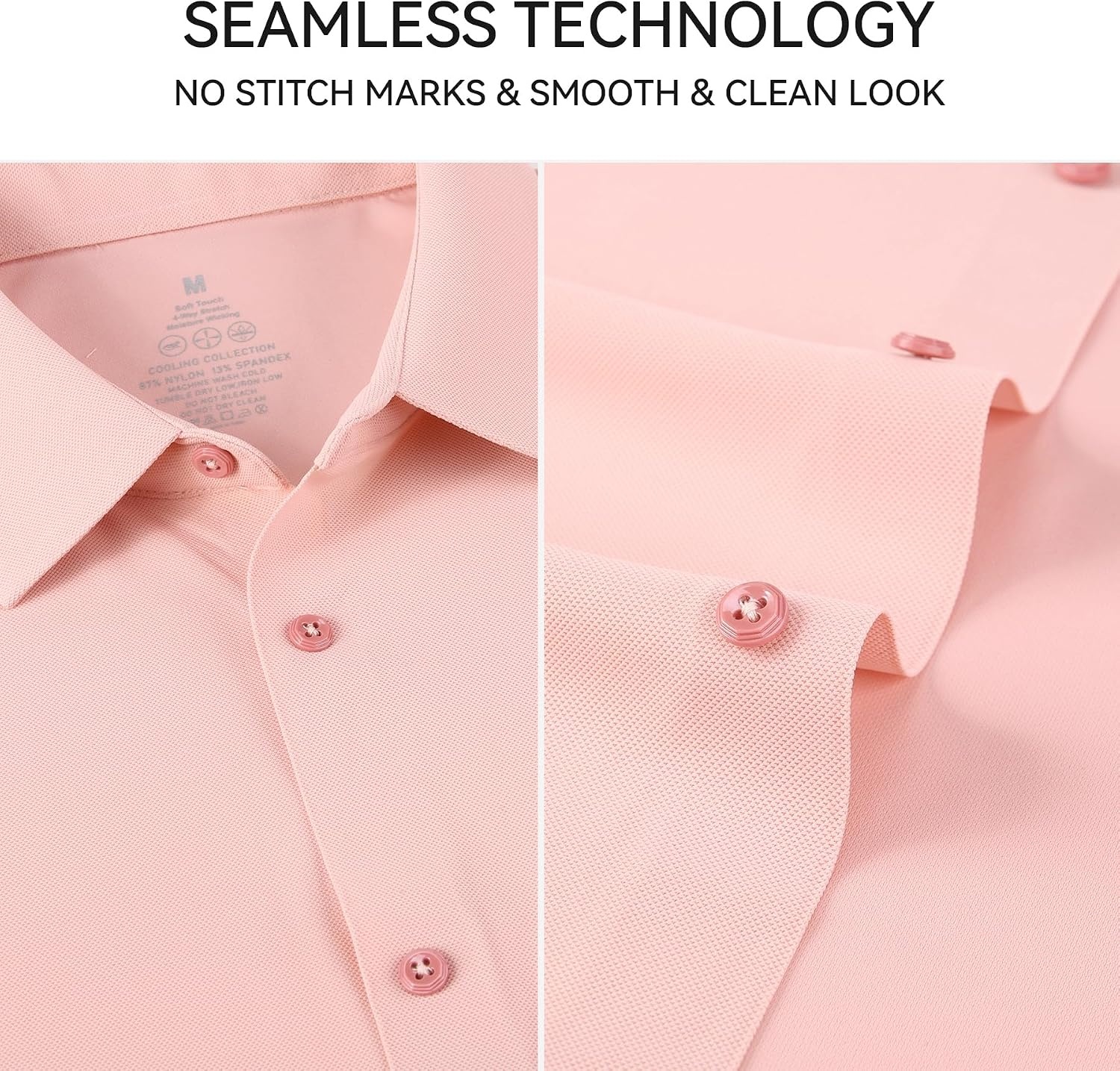 image:imageSAMERM Mens Dress Shirt Stretch Wrinkle Free Casual Button Down Shirts 4Way Stretch amp Moisture Wicking Performance Shirt for Business Wedding Work Church Easy Care Lightweight amp BreathableC1pink