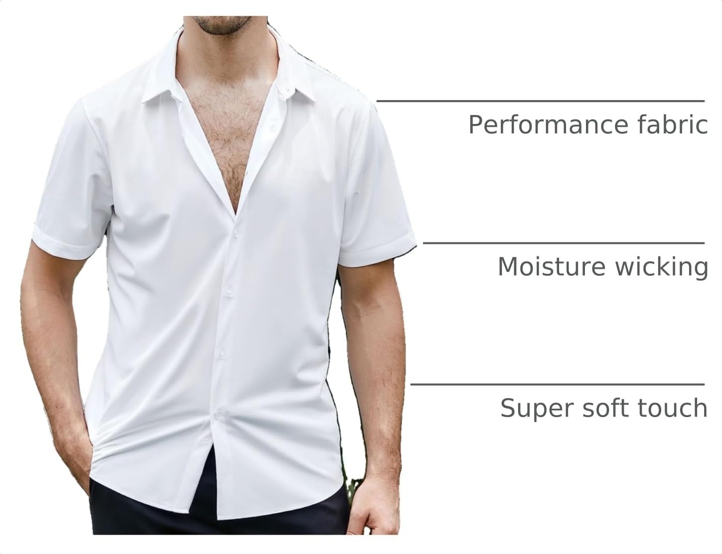 image:imageSAMERM Mens Dress Shirt Stretch Wrinkle Free Casual Button Down Shirts 4Way Stretch amp Moisture Wicking Performance Shirt for Business Wedding Work Church Easy Care Lightweight amp BreathableA1white