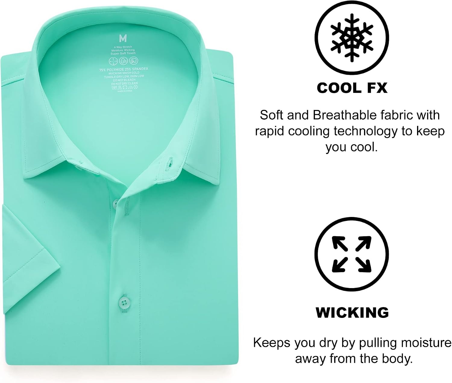 image:imageSAMERM Mens Dress Shirt Stretch Wrinkle Free Casual Button Down Shirts 4Way Stretch amp Moisture Wicking Performance Shirt for Business Wedding Work Church Easy Care Lightweight amp BreathableA13lightgreen
