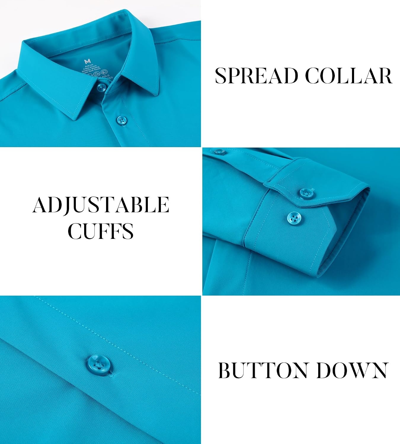 image:imageSAMERM Mens Dress Shirt Stretch Wrinkle Free Casual Button Down Shirts 4Way Stretch amp Moisture Wicking Performance Shirt for Business Wedding Work Church Easy Care Lightweight amp BreathableB11lake Blue
