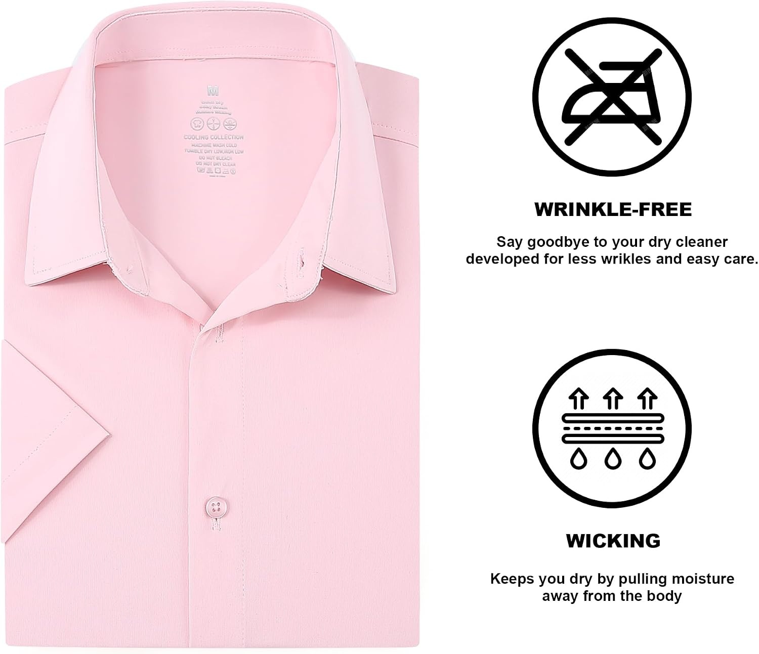 image:imageSAMERM Mens Dress Shirt Stretch Wrinkle Free Casual Button Down Shirts 4Way Stretch amp Moisture Wicking Performance Shirt for Business Wedding Work Church Easy Care Lightweight amp BreathableA11pink