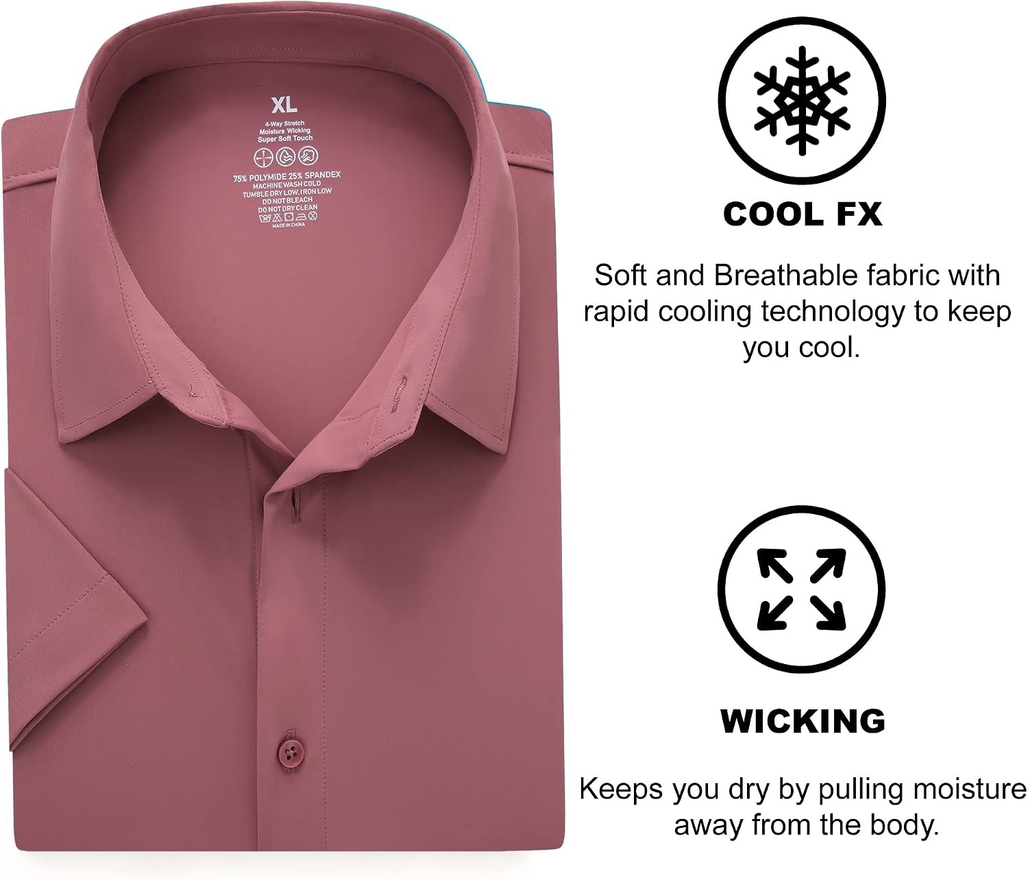 image:imageSAMERM Mens Dress Shirt Stretch Wrinkle Free Casual Button Down Shirts 4Way Stretch amp Moisture Wicking Performance Shirt for Business Wedding Work Church Easy Care Lightweight amp BreathableA5beanpink