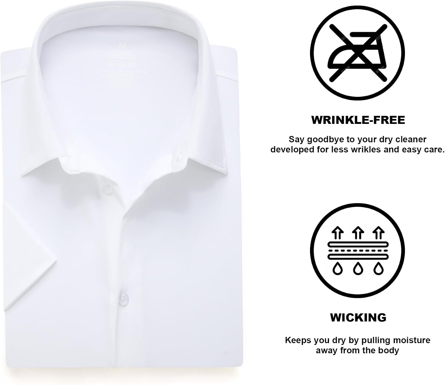 image:imageSAMERM Mens Dress Shirt Stretch Wrinkle Free Casual Button Down Shirts 4Way Stretch amp Moisture Wicking Performance Shirt for Business Wedding Work Church Easy Care Lightweight amp BreathableB1white