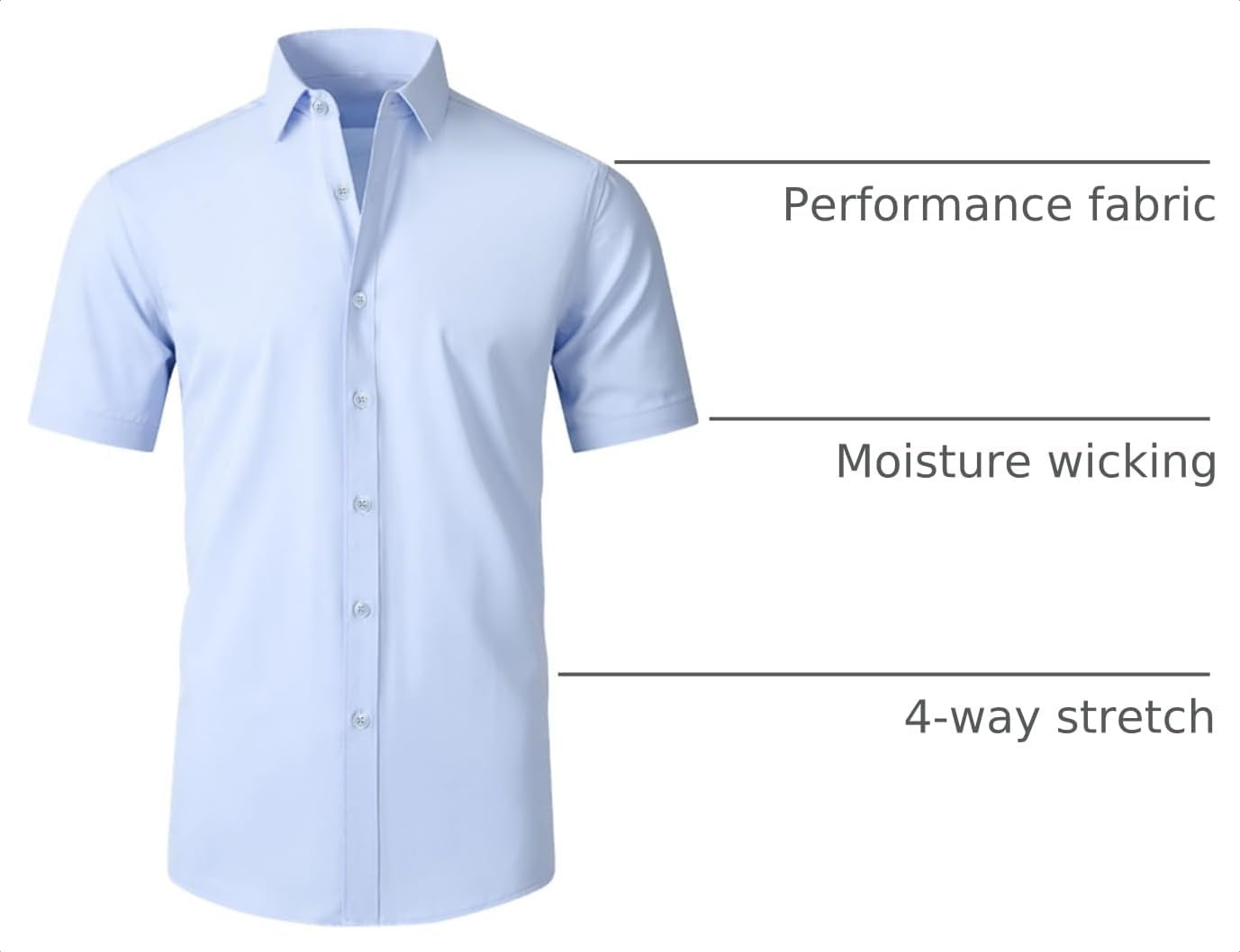 image:imageSAMERM Mens Dress Shirt Stretch Wrinkle Free Casual Button Down Shirts 4Way Stretch amp Moisture Wicking Performance Shirt for Business Wedding Work Church Easy Care Lightweight amp BreathableA3blue