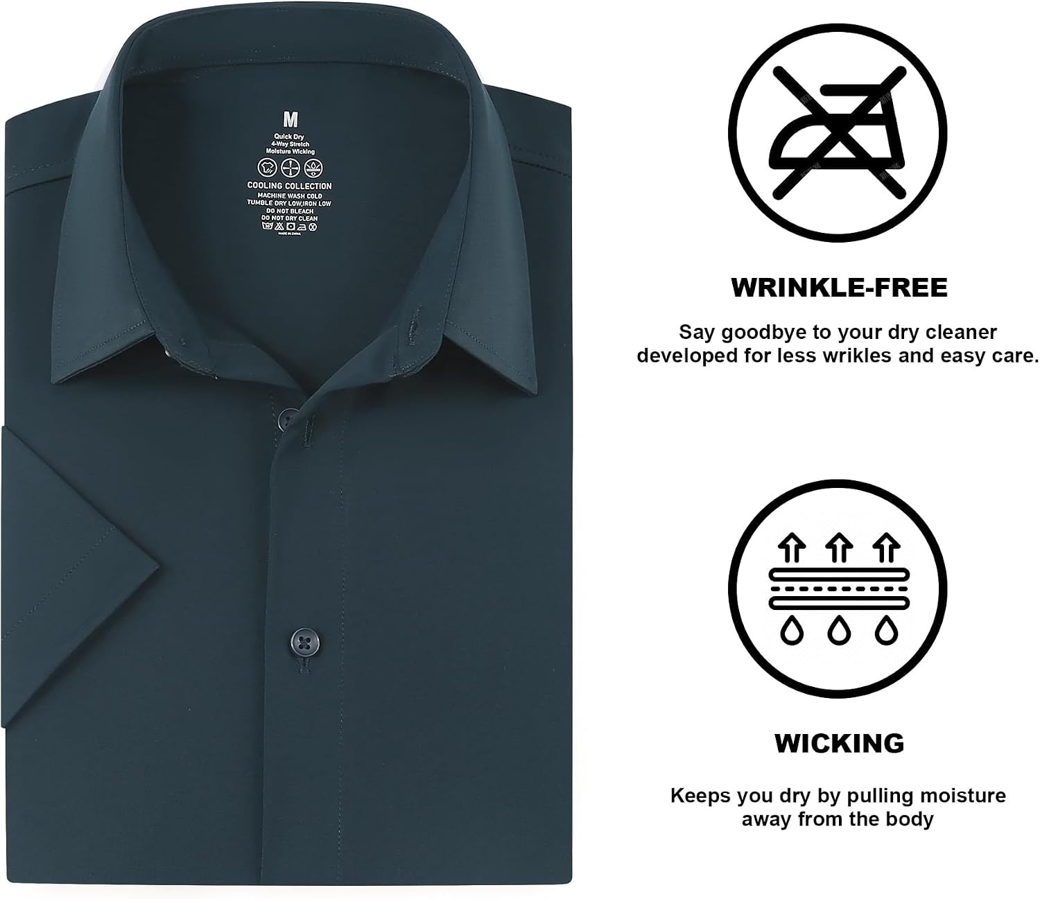 image:imageSAMERM Mens Dress Shirt Stretch Wrinkle Free Casual Button Down Shirts 4Way Stretch amp Moisture Wicking Performance Shirt for Business Wedding Work Church Easy Care Lightweight amp BreathableA6navy