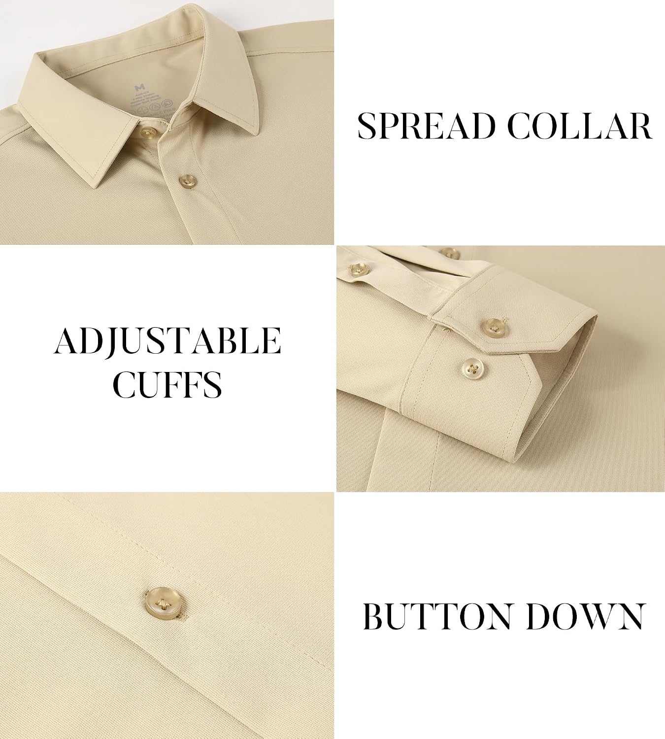 image:imageSAMERM Mens Dress Shirt Stretch Wrinkle Free Casual Button Down Shirts 4Way Stretch amp Moisture Wicking Performance Shirt for Business Wedding Work Church Easy Care Lightweight amp BreathableB8khaki