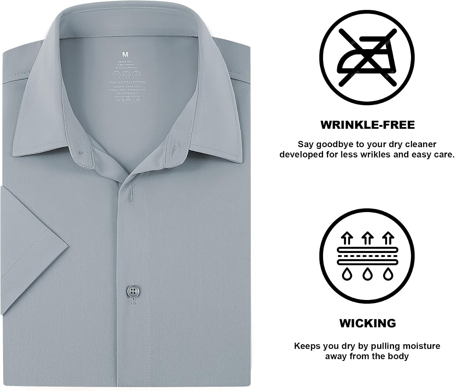 image:imageSAMERM Mens Dress Shirt Stretch Wrinkle Free Casual Button Down Shirts 4Way Stretch amp Moisture Wicking Performance Shirt for Business Wedding Work Church Easy Care Lightweight amp BreathableA8grey