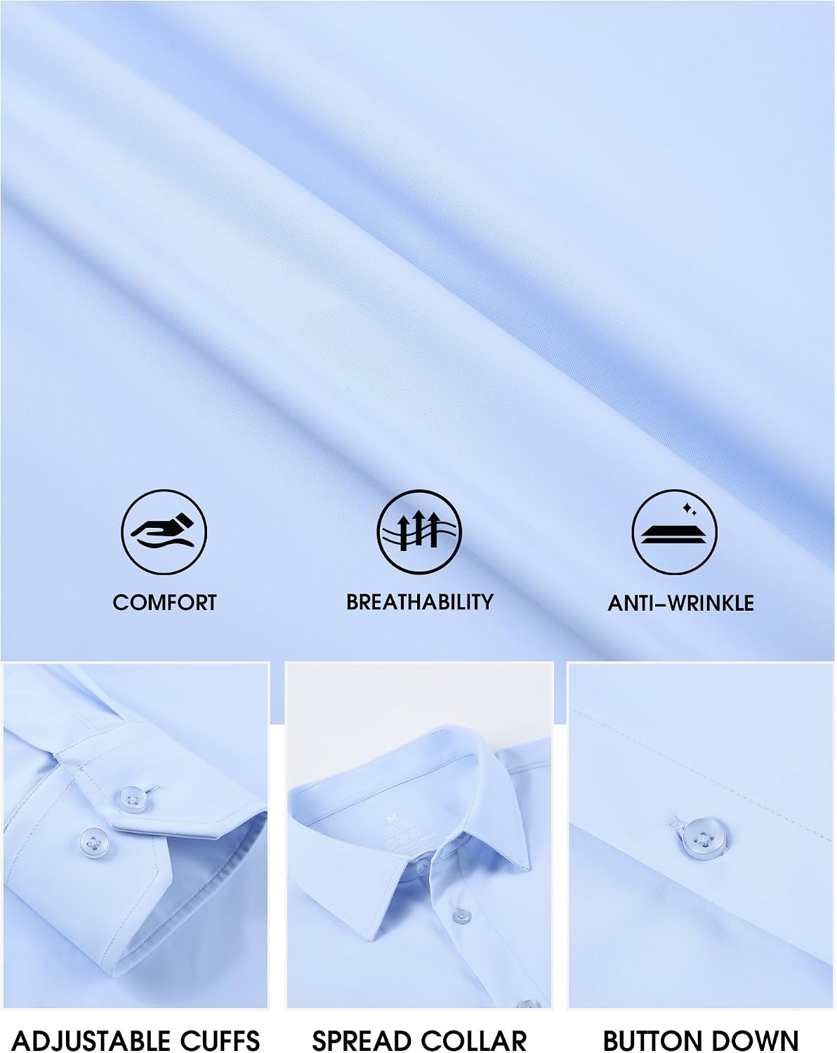image:imageSAMERM Mens Dress Shirt Stretch Wrinkle Free Casual Button Down Shirts 4Way Stretch amp Moisture Wicking Performance Shirt for Business Wedding Work Church Easy Care Lightweight amp BreathableB3blue