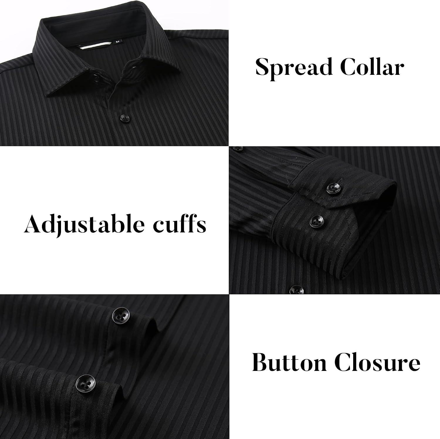 image:imageSAMERM Mens Dress Shirt Stretch Wrinkle Free Casual Button Down Shirts 4Way Stretch amp Moisture Wicking Performance Shirt for Business Wedding Work Church Easy Care Lightweight amp BreathableBlack