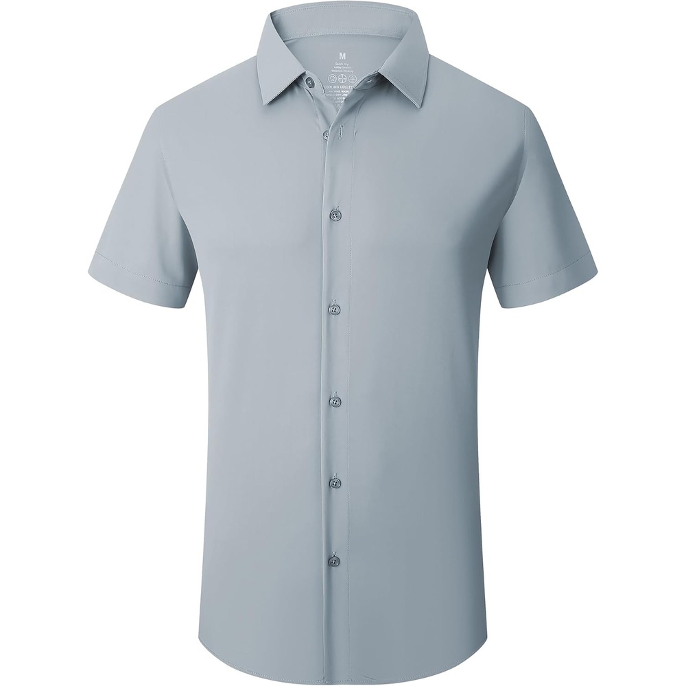 image:imageSAMERM Mens Dress Shirt Stretch Wrinkle Free Casual Button Down Shirts 4Way Stretch amp Moisture Wicking Performance Shirt for Business Wedding Work Church Easy Care Lightweight amp BreathableA8grey
