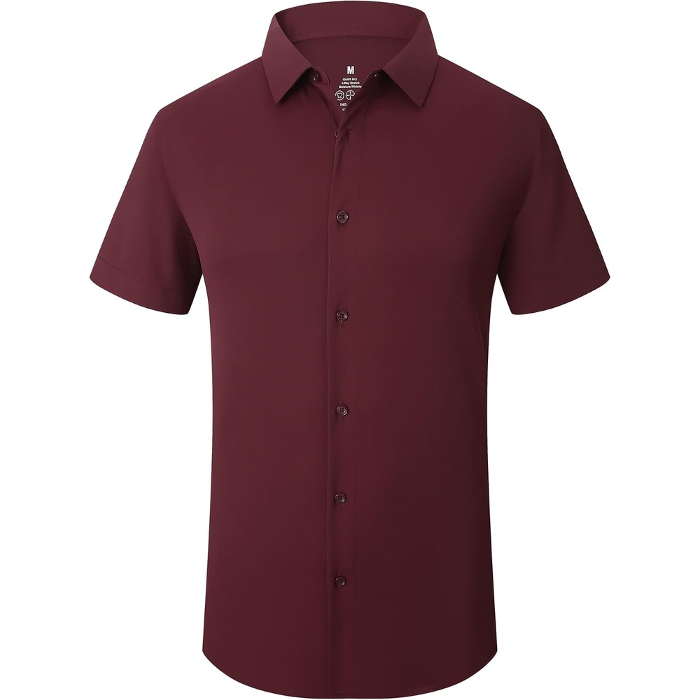 image:imageSAMERM Mens Dress Shirt Stretch Wrinkle Free Casual Button Down Shirts 4Way Stretch amp Moisture Wicking Performance Shirt for Business Wedding Work Church Easy Care Lightweight amp BreathableA9wine