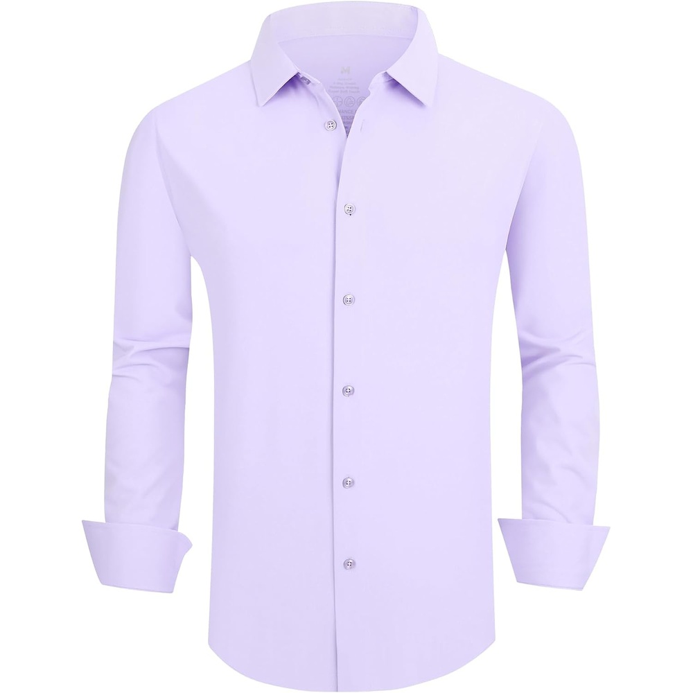 image:imageSAMERM Mens Dress Shirt Stretch Wrinkle Free Casual Button Down Shirts 4Way Stretch amp Moisture Wicking Performance Shirt for Business Wedding Work Church Easy Care Lightweight amp BreathableB7purple