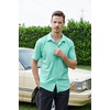 SAMERM Mens Dress Shirt Stretch Wrinkle Free Casual Button Down Shirts | 4-Way Stretch & Moisture Wicking Performance Shirt for Business, Wedding, Work, Church, Easy Care Lightweight & Breathable(A13-lightgreen)
