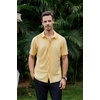 SAMERM Mens Dress Shirt Stretch Wrinkle Free Casual Button Down Shirts | 4-Way Stretch & Moisture Wicking Performance Shirt for Business, Wedding, Work, Church, Easy Care Lightweight & Breathable(A12-yellow)
