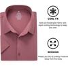 SAMERM Mens Dress Shirt Stretch Wrinkle Free Casual Button Down Shirts | 4-Way Stretch & Moisture Wicking Performance Shirt for Business, Wedding, Work, Church, Easy Care Lightweight & Breathable(A5-beanpink)