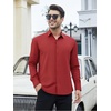 SAMERM Mens Dress Shirt Stretch Wrinkle Free Casual Button Down Shirts | 4-Way Stretch & Moisture Wicking Performance Shirt for Business, Wedding, Work, Church, Easy Care Lightweight & Breathable(New Red)