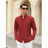 SAMERM Mens Dress Shirt Stretch Wrinkle Free Casual Button Down Shirts | 4-Way Stretch & Moisture Wicking Performance Shirt for Business, Wedding, Work, Church, Easy Care Lightweight & Breathable(New Red)