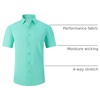 SAMERM Mens Dress Shirt Stretch Wrinkle Free Casual Button Down Shirts | 4-Way Stretch & Moisture Wicking Performance Shirt for Business, Wedding, Work, Church, Easy Care Lightweight & Breathable(A13-lightgreen)