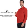 SAMERM Mens Dress Shirt Stretch Wrinkle Free Casual Button Down Shirts | 4-Way Stretch & Moisture Wicking Performance Shirt for Business, Wedding, Work, Church, Easy Care Lightweight & Breathable(C2-red)