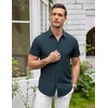 SAMERM Mens Dress Shirt Stretch Wrinkle Free Casual Button Down Shirts | 4-Way Stretch & Moisture Wicking Performance Shirt for Business, Wedding, Work, Church, Easy Care Lightweight & Breathable(A6-navy)