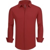 SAMERM Mens Dress Shirt Stretch Wrinkle Free Casual Button Down Shirts | 4-Way Stretch & Moisture Wicking Performance Shirt for Business, Wedding, Work, Church, Easy Care Lightweight & Breathable(New Red)