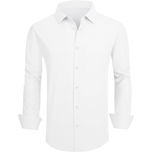 SAMERM Mens Dress Shirt Stretch Wrinkle Free Casual Button Down Shirts | 4-Way Stretch & Moisture Wicking Performance Shirt for Business, Wedding, Work, Church, Easy Care Lightweight & Breathable(B1-white)