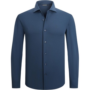 SAMERM Mens Dress Shirt Stretch Wrinkle Free Casual Button Down Shirts | 4-Way Stretch & Moisture Wicking Performance Shirt for Business, Wedding, Work, Church, Easy Care Lightweight & Breathable(D3-navy)