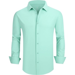 SAMERM Mens Dress Shirt Stretch Wrinkle Free Casual Button Down Shirts | 4-Way Stretch & Moisture Wicking Performance Shirt for Business, Wedding, Work, Church, Easy Care Lightweight & Breathable(B12-light Green)