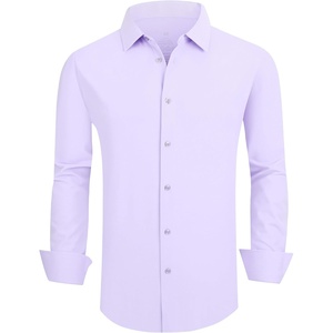 SAMERM Mens Dress Shirt Stretch Wrinkle Free Casual Button Down Shirts | 4-Way Stretch & Moisture Wicking Performance Shirt for Business, Wedding, Work, Church, Easy Care Lightweight & Breathable(B7-purple)