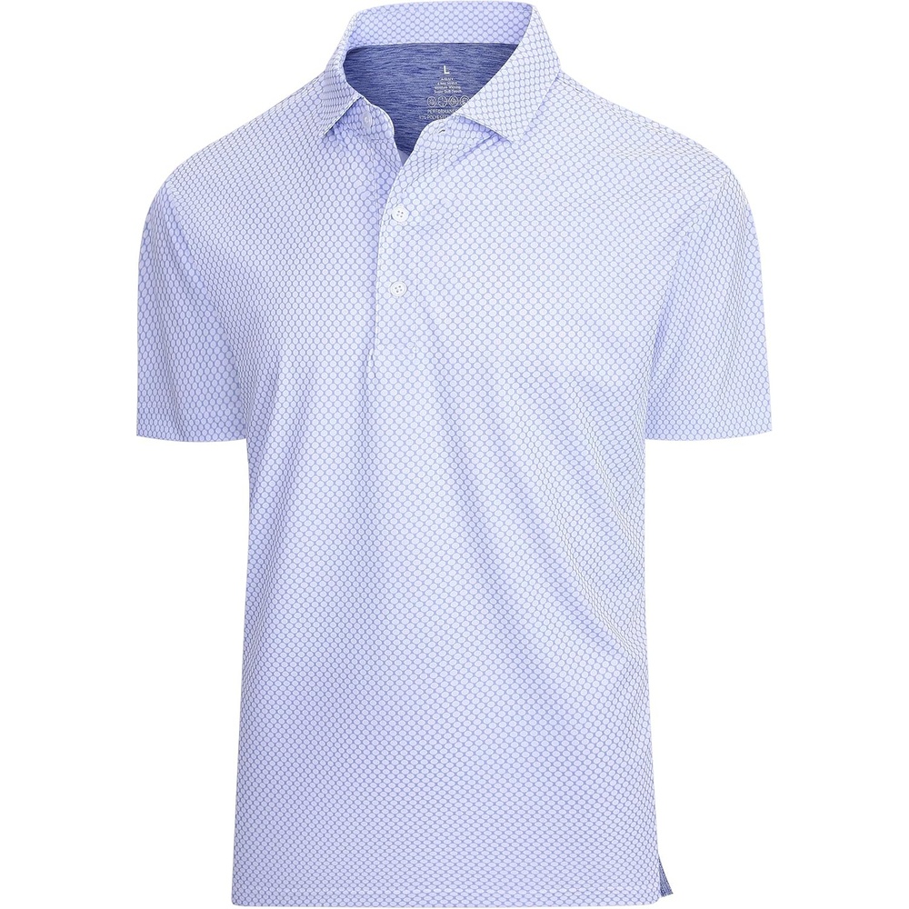 image:imageSAMERM Mens Golf Shirts Dry Fit Performance Sport Polo Shirts for Men Moisture Wicking Casual Print Golf Shirt Short Sleeve Stiff Collar 4Way Stretch Lightweight Comfort for SportWorkStay CoolWhite Circle Golf Shirt