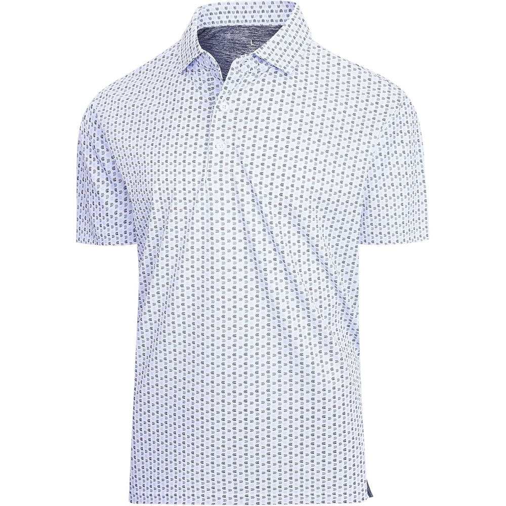 image:imageSAMERM Mens Golf Shirts Dry Fit Performance Sport Polo Shirts for Men Moisture Wicking Casual Print Golf Shirt Short Sleeve Stiff Collar 4Way Stretch Lightweight Comfort for SportWorkStay CoolWhite U Golf Shirt