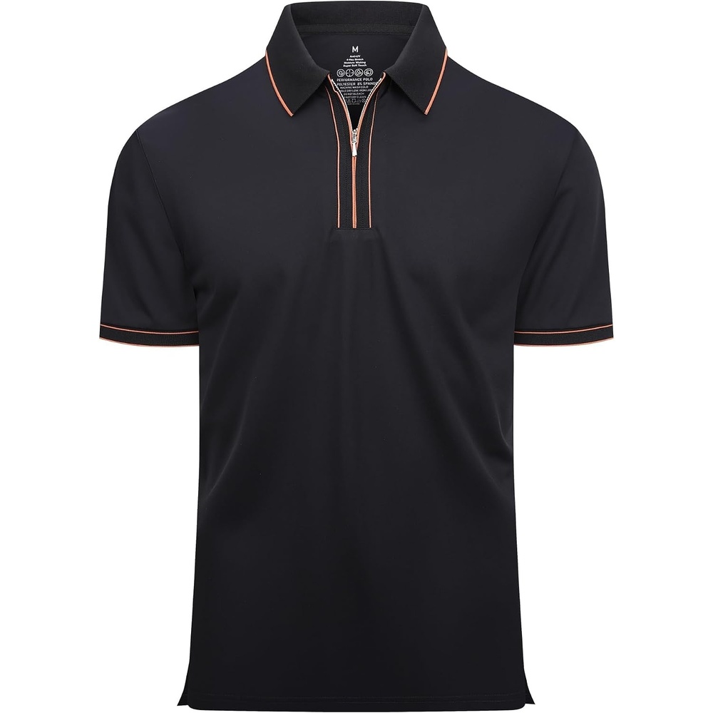 image:imageSAMERM Mens Golf Shirts Dry Fit Performance Sport Polo Shirts for Men Moisture Wicking Casual Print Golf Shirt Short Sleeve Stiff Collar 4Way Stretch Lightweight Comfort for SportWorkStay CoolBlack Polo Shirt