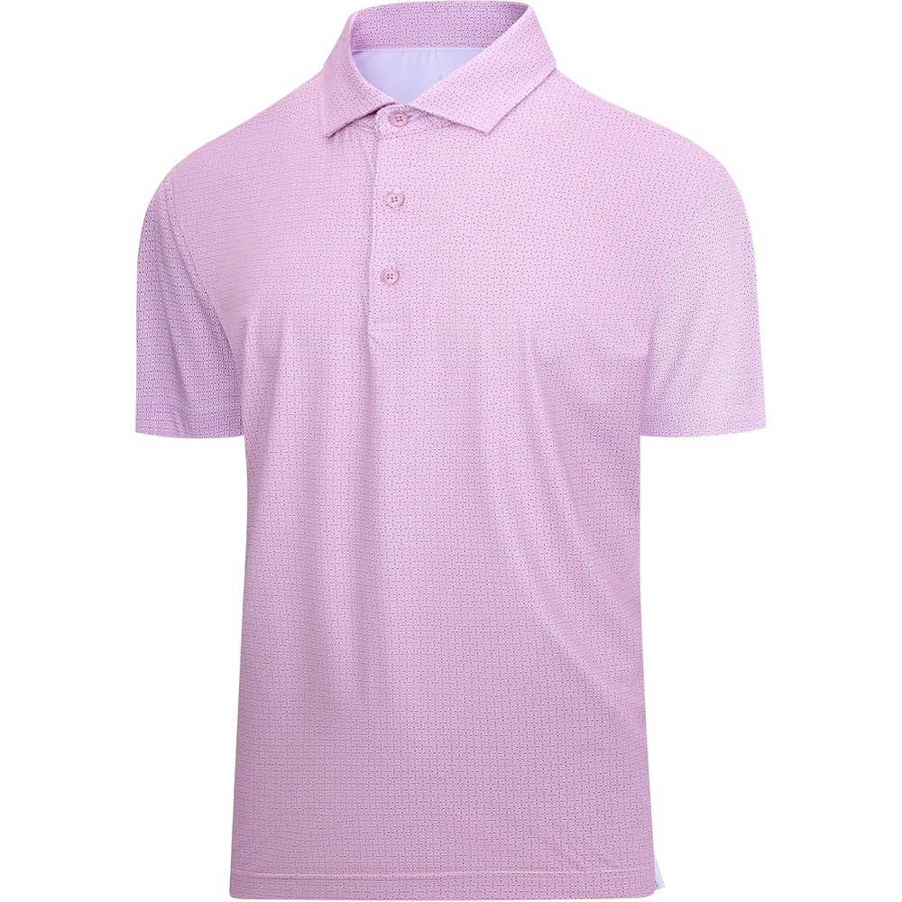 image:imageSAMERM Mens Golf Shirts Dry Fit Performance Sport Polo Shirts for Men Moisture Wicking Casual Print Golf Shirt Short Sleeve Stiff Collar 4Way Stretch Lightweight Comfort for SportWorkStay CoolPink Dots Golf Shirt