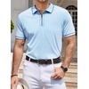 SAMERM Mens Golf Shirts Dry Fit Performance Sport Polo Shirts for Men | Moisture Wicking Casual Print Golf Shirt Short Sleeve Stiff Collar 4-Way Stretch Lightweight Comfort for Sport,Work,Stay Cool(Blue Polo Shirt)