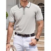 SAMERM Mens Golf Shirts Dry Fit Performance Sport Polo Shirts for Men | Moisture Wicking Casual Print Golf Shirt Short Sleeve Stiff Collar 4-Way Stretch Lightweight Comfort for Sport,Work,Stay Cool(Grey Polo Shirt)