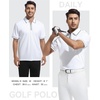 SAMERM Mens Golf Shirts Dry Fit Performance Sport Polo Shirts for Men | Moisture Wicking Casual Print Golf Shirt Short Sleeve Stiff Collar 4-Way Stretch Lightweight Comfort for Sport,Work,Stay Cool(White Polo Shirt)