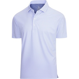 SAMERM Mens Golf Shirts Dry Fit Performance Sport Polo Shirts for Men | Moisture Wicking Casual Print Golf Shirt Short Sleeve Stiff Collar 4-Way Stretch Lightweight Comfort for Sport,Work,Stay Cool(White Circle Golf Shirt)