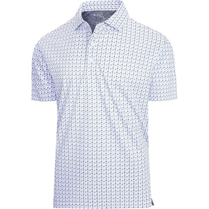 SAMERM Mens Golf Shirts Dry Fit Performance Sport Polo Shirts for Men | Moisture Wicking Casual Print Golf Shirt Short Sleeve Stiff Collar 4-Way Stretch Lightweight Comfort for Sport,Work,Stay Cool(White U Golf Shirt)