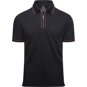 SAMERM Mens Golf Shirts Dry Fit Performance Sport Polo Shirts for Men | Moisture Wicking Casual Print Golf Shirt Short Sleeve Stiff Collar 4-Way Stretch Lightweight Comfort for Sport,Work,Stay Cool(Black Polo Shirt)